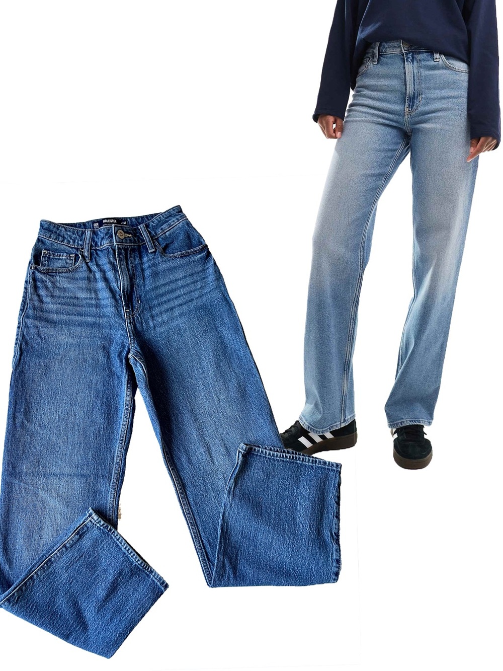 Hollister Ultra High Rise Dad Jeans Vintage Stretch Blue Relaxed Size 00R 24R